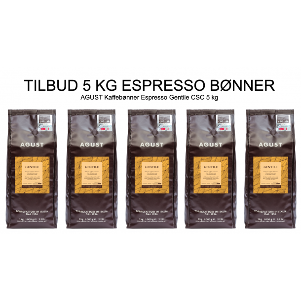 Kaffebnner Espresso AGUST Gentile 5 kg CSC -30%